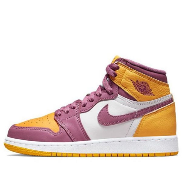 Nike Air Jordan 1 Retro Korkeat Topit Og Gs Koripallokengät Miesten Keltainen Purppura Valkoinen