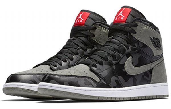 Nike Air Jordan 1 Retro-korkeat Topit Premium-retro-koripallokengät Miehille Musta Harmaa Naamiointi