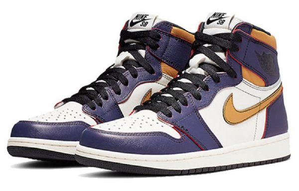 Nike Air Jordan 1 Retro Korkeat Topit Sb Koripallokengät Miehille Purppura Valkoinen Keltainen