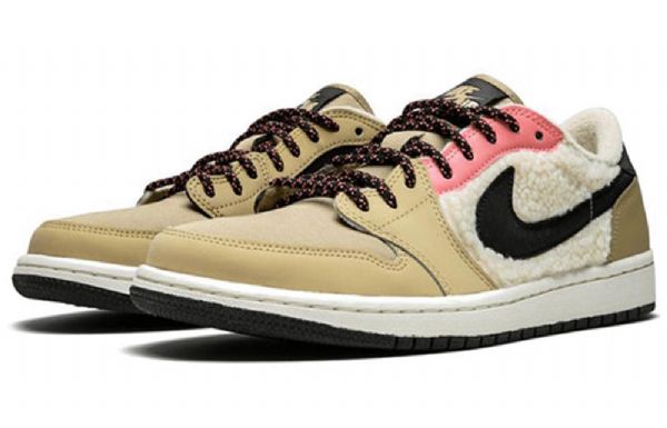 Nike Air Jordan 1 Retro Low Tops Fleece Koripallokengät Naisten Beige