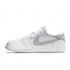 Nike Air Jordan 1 Retro Matalat Og-kengät Miehille Valkoinen Harmaa