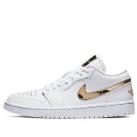 Nike Air Jordan 1 Retro Matalat Topit Koripallokengät Naisille Valkoinen Kulta