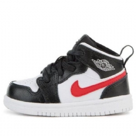 Nike Air Jordan 1 Retro Mid Tops Bt Koripallokengät Lapsille Musta Valkoinen