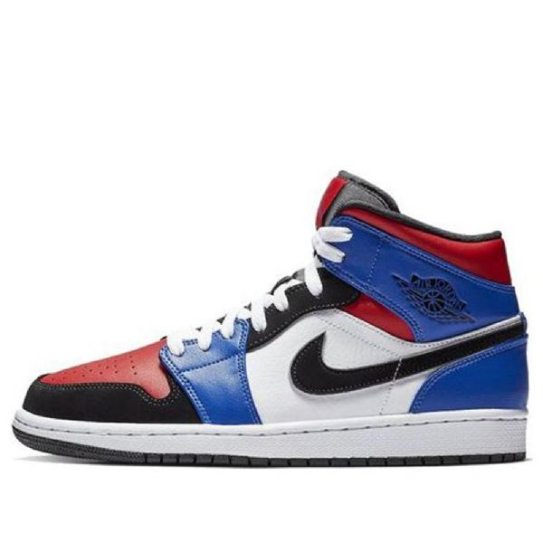 Nike Air Jordan 1 Retro Mid Tops Koripallokengät Miesten Musta Valkoinen Purppura