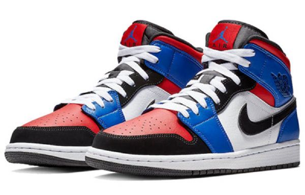 Nike Air Jordan 1 Retro Mid Tops Koripallokengät Miesten Musta Valkoinen Purppura