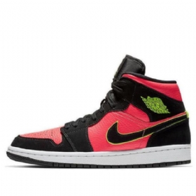 Nike Air Jordan 1 Retro Mid Tops Koripallokengät Naisille Musta Punainen