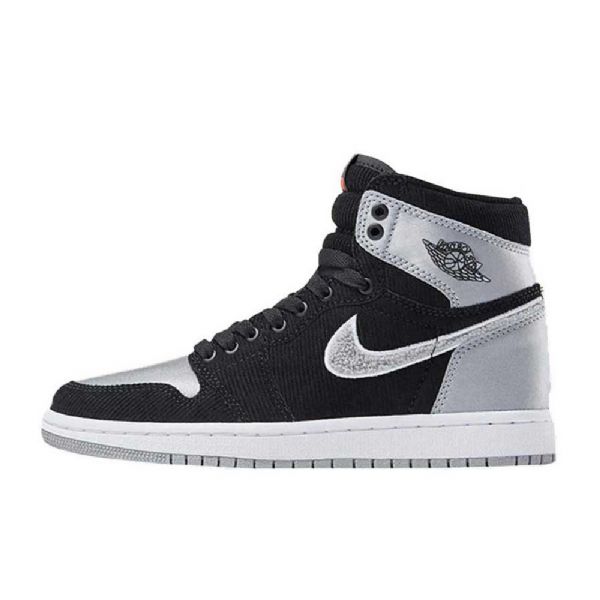 Nike Air Jordan 1 Shadow Satin Aleali Kengät Miehille Musta Hopea