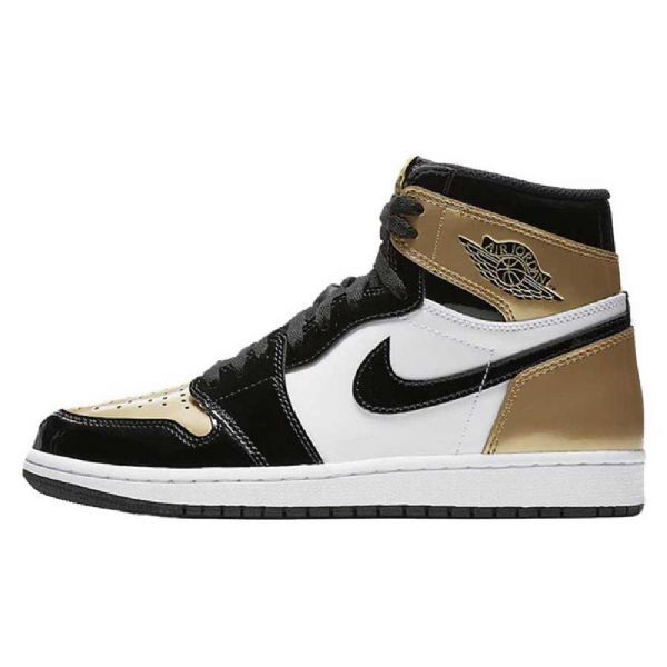 Nike Air Jordan 1 Toe Kengät Miehille Musta Kulta Valkoinen