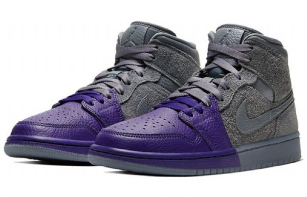 Nike Sheila Rashid Air Jordan 1 Mid Tops Retro Koripallokengät Miehille Purppuranharmaa