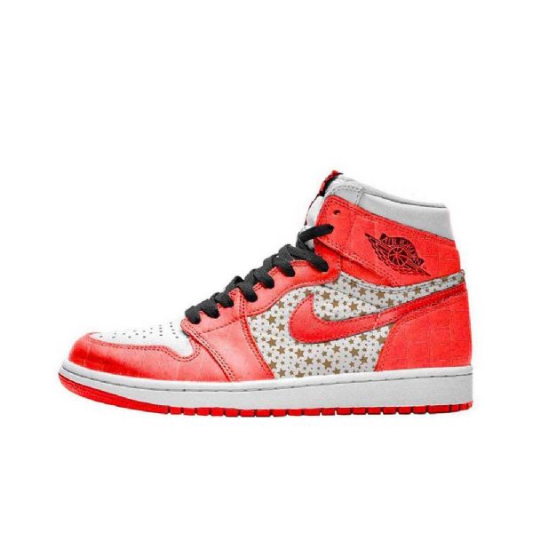 Nike Supreme Jordan 1 High Tops Stars Collegekengät Miehille Oranssi