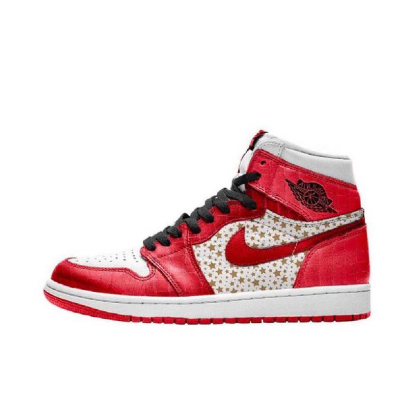 Nike Supreme Jordan 1 High Tops Stars Varsity Kengät Miehille Punainen