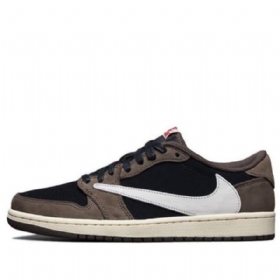 Nike Travis Scott Air Jordan 1 Matalat Topit Retro Koripallokengät Miehille Ruskea Valkoinen
