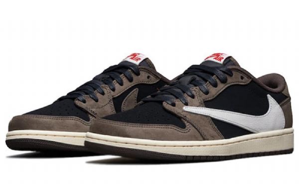 Nike Travis Scott Air Jordan 1 Matalat Topit Retro Koripallokengät Miehille Ruskea Valkoinen