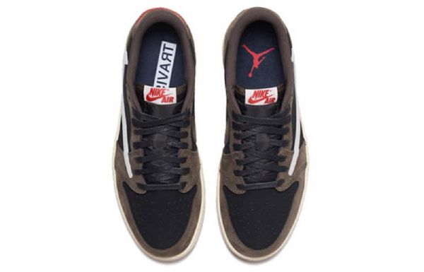 Nike Travis Scott Air Jordan 1 Matalat Topit Retro Koripallokengät Miehille Ruskea Valkoinen