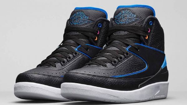 Nike Air Jordan 2 Retrokengät Miehille Musta Sininen