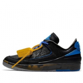 Nike Off-white Air Jordan 2 Retro Matalat Topit Sp Koripallokengät Miesten Musta Kuninkaansininen