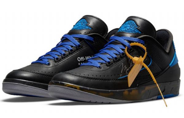 Nike Off-white Air Jordan 2 Retro Matalat Topit Sp Koripallokengät Miesten Musta Kuninkaansininen