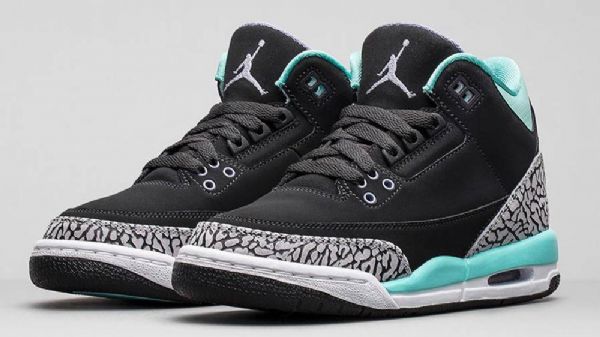 Nike Air Jordan 3 Retro Girls Valkaistu Kengät Miehille Musta Turkoosi