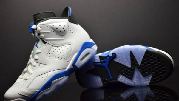 Nike Air Jordan 6 Retro-urheilukengät Miehille Valkoinen Sininen