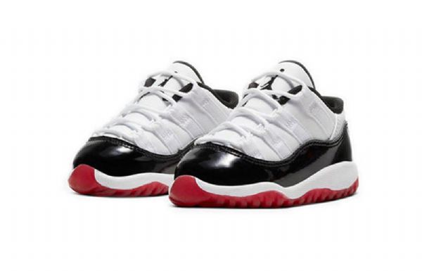 Nike Air Jordan 11 Retro Low Tops Td-kengät Lapsille Musta Valkoinen Punainen