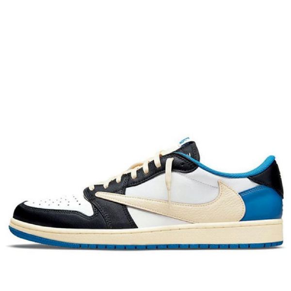 Nike Fragment Design Travis Scott Air Jordan 1 Retro Koripallokengät Miehille Sininen Khaki Valkoinen
