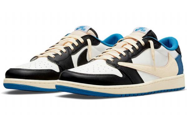 Nike Fragment Design Travis Scott Air Jordan 1 Retro Koripallokengät Miehille Sininen Khaki Valkoinen