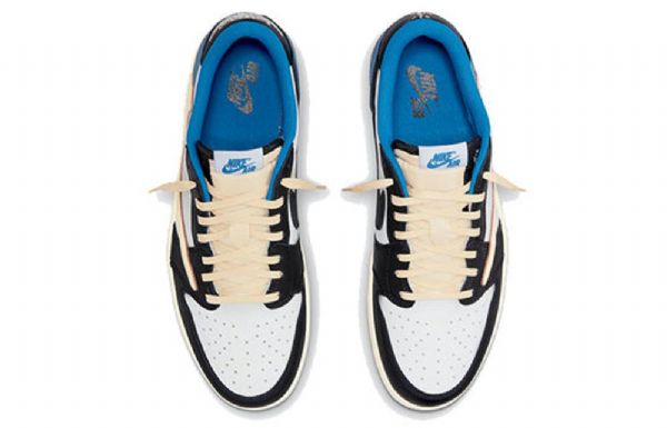 Nike Fragment Design Travis Scott Air Jordan 1 Retro Koripallokengät Miehille Sininen Khaki Valkoinen
