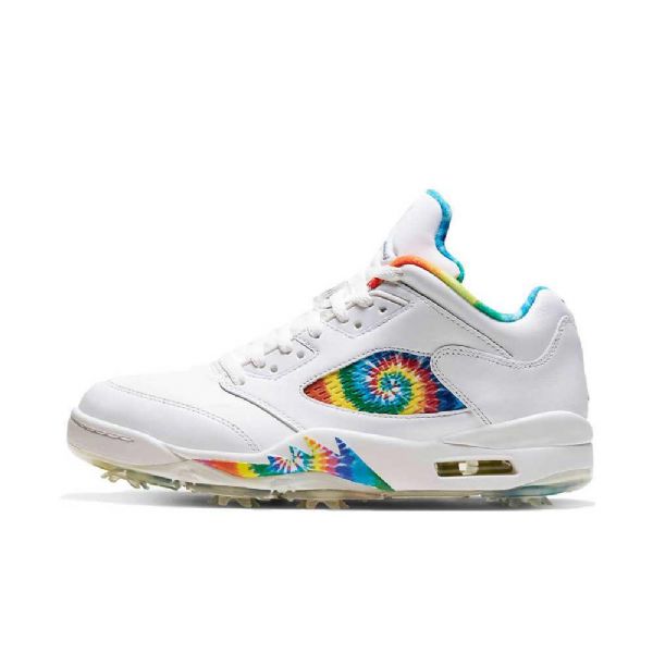 Nike Air Jordan 5 Low Tops Golf Tie Dye Kengät Naisille Valkoinen