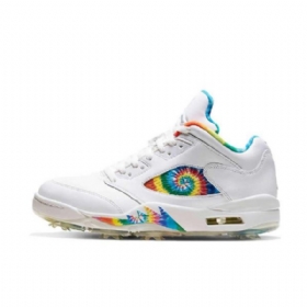 Nike Air Jordan 5 Low Tops Golf Tie Dye Kengät Naisille Valkoinen