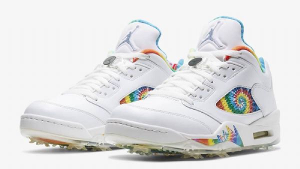 Nike Air Jordan 5 Low Tops Golf Tie Dye Kengät Naisille Valkoinen