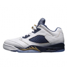 Nike Air Jordan 5 Matalat Topit Dunk From Above Kengät Miehille Valkoinen Laivastonsininen