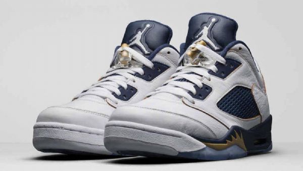 Nike Air Jordan 5 Matalat Topit Dunk From Above Kengät Miehille Valkoinen Laivastonsininen