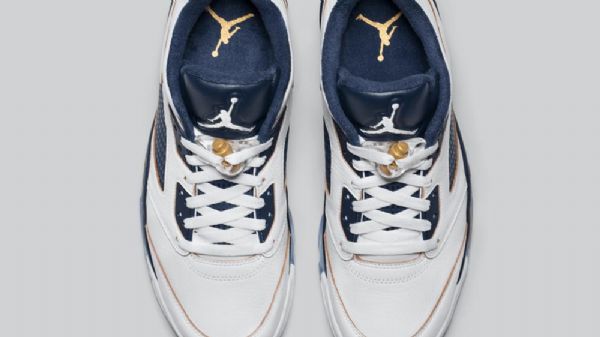 Nike Air Jordan 5 Matalat Topit Dunk From Above Kengät Miehille Valkoinen Laivastonsininen