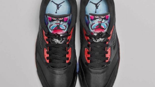 Nike Air Jordan 5 Matalat Topit Kiinalaisen Uudenvuoden Kengät Miehille Musta Punainen