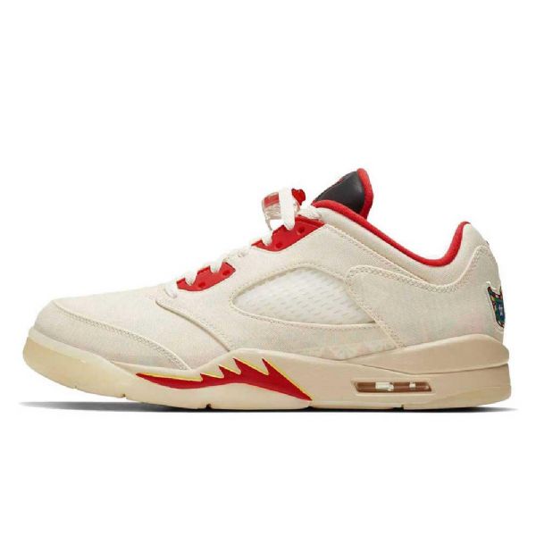 Nike Air Jordan 5 Matalat Topit Kiinan Uudenvuoden Kengät Naisille Khaki Punainen