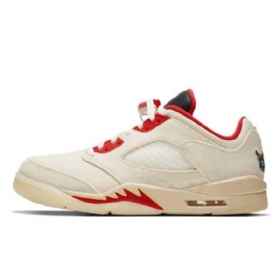 Nike Air Jordan 5 Matalat Topit Kiinan Uudenvuoden Kengät Naisille Khaki Punainen