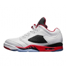 Nike Air Jordan 5 Matalat Topit Neljä Miesten Kenkiä Valkoinen Punainen
