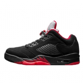 Nike Air Jordan 5 Matalat Topit Vaihtoehtoiset Kengät Miehille Musta Punainen