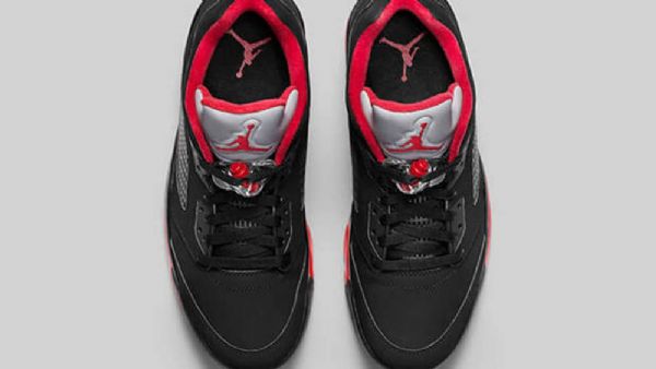 Nike Air Jordan 5 Matalat Topit Vaihtoehtoiset Kengät Miehille Musta Punainen