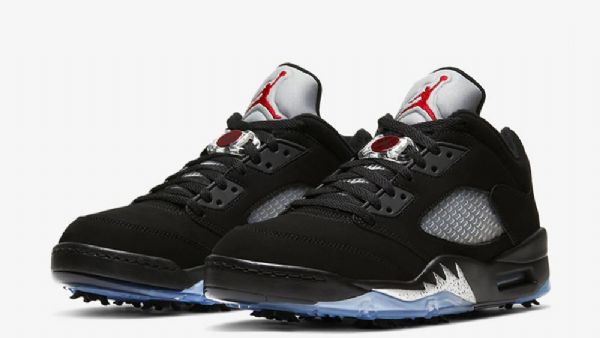Nike Air Jordan 5 Miesten Golfkengät Musta Hopea