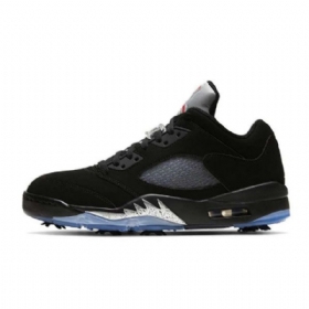 Nike Air Jordan 5 Naisten Golfkengät Musta Hopea