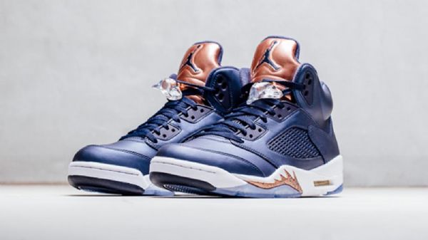 Nike Air Jordan 5 Pronssikengät Miehille Laivastonsininen