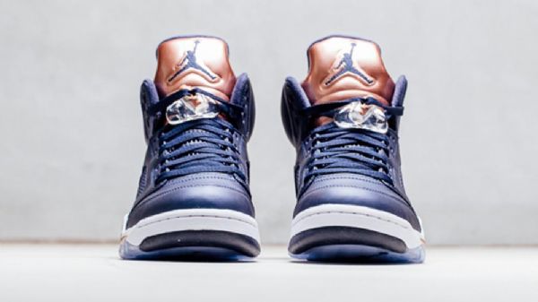 Nike Air Jordan 5 Pronssikengät Miehille Laivastonsininen
