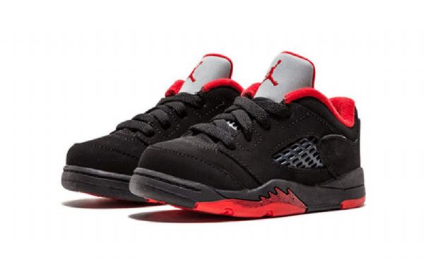 Nike Air Jordan 5 Retro Low Tops Td-kengät Lapsille Musta Punainen