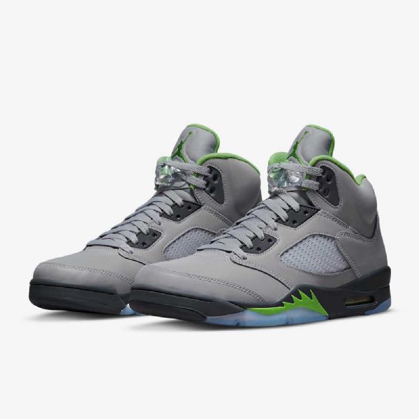 Nike Air Jordan 5 Retro Vihreä Bean Kengät Miehille Hopeanharmaa