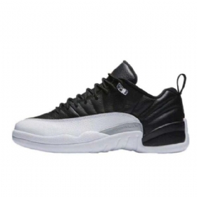 Nike Air Jordan 12 Low Tops Playoffs Kengät Miehille Mustavalkoinen